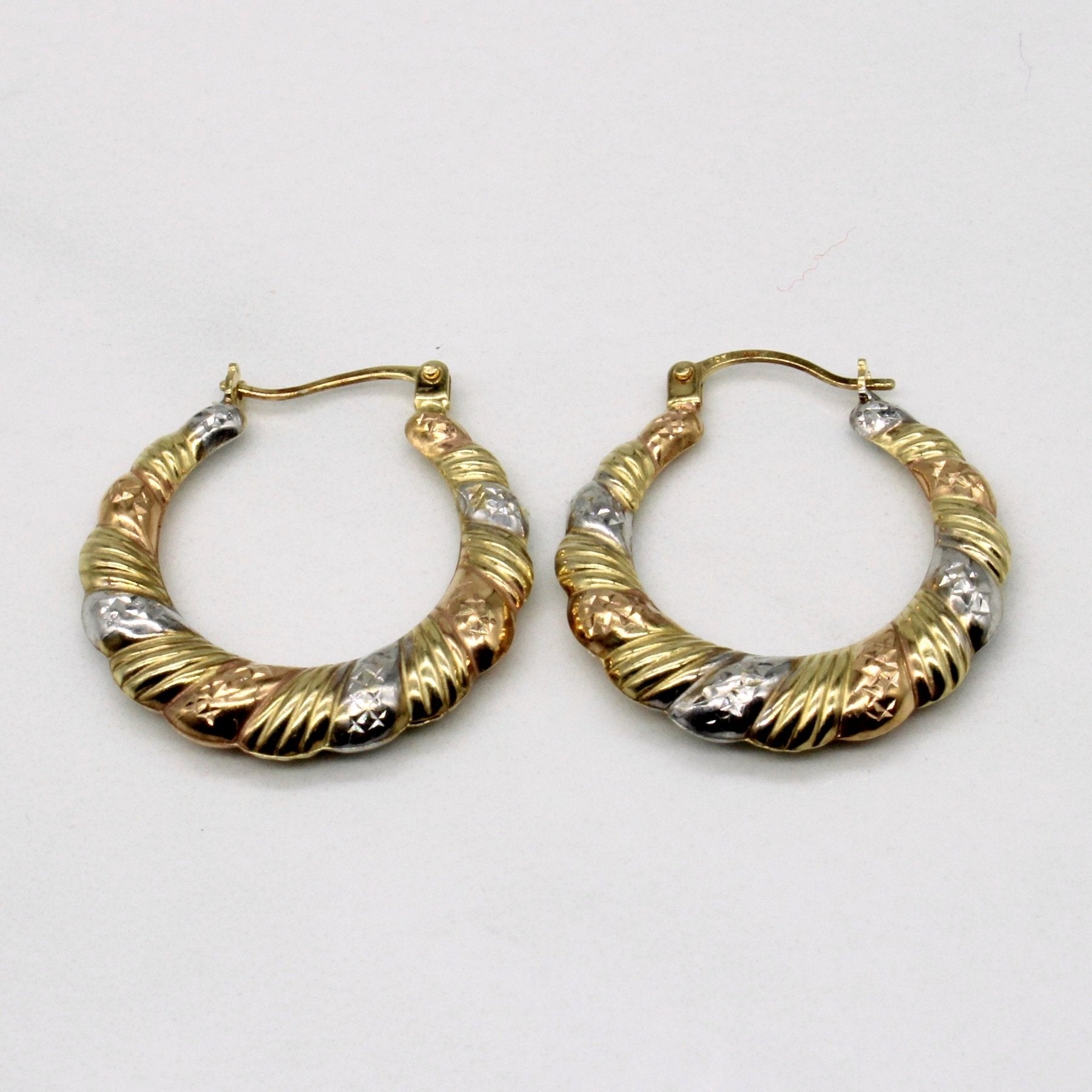 10k Tri Tone Gold Hoop Earrings - 100 Ways