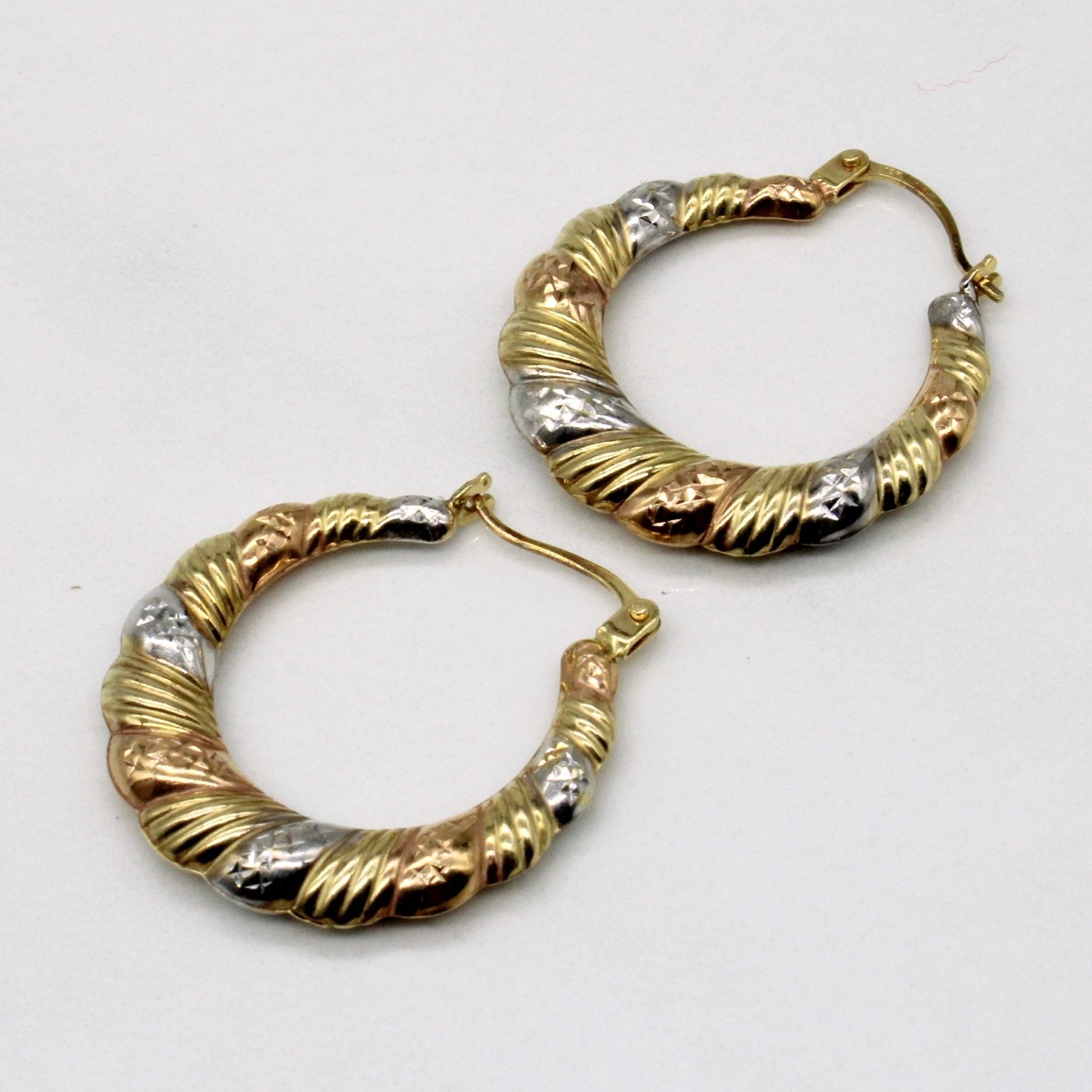 10k Tri Tone Gold Hoop Earrings - 100 Ways