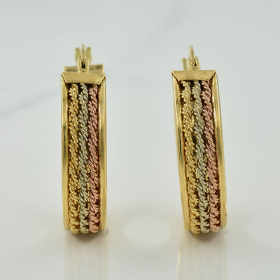 10k Tri Tone Gold Hoop Earrings |