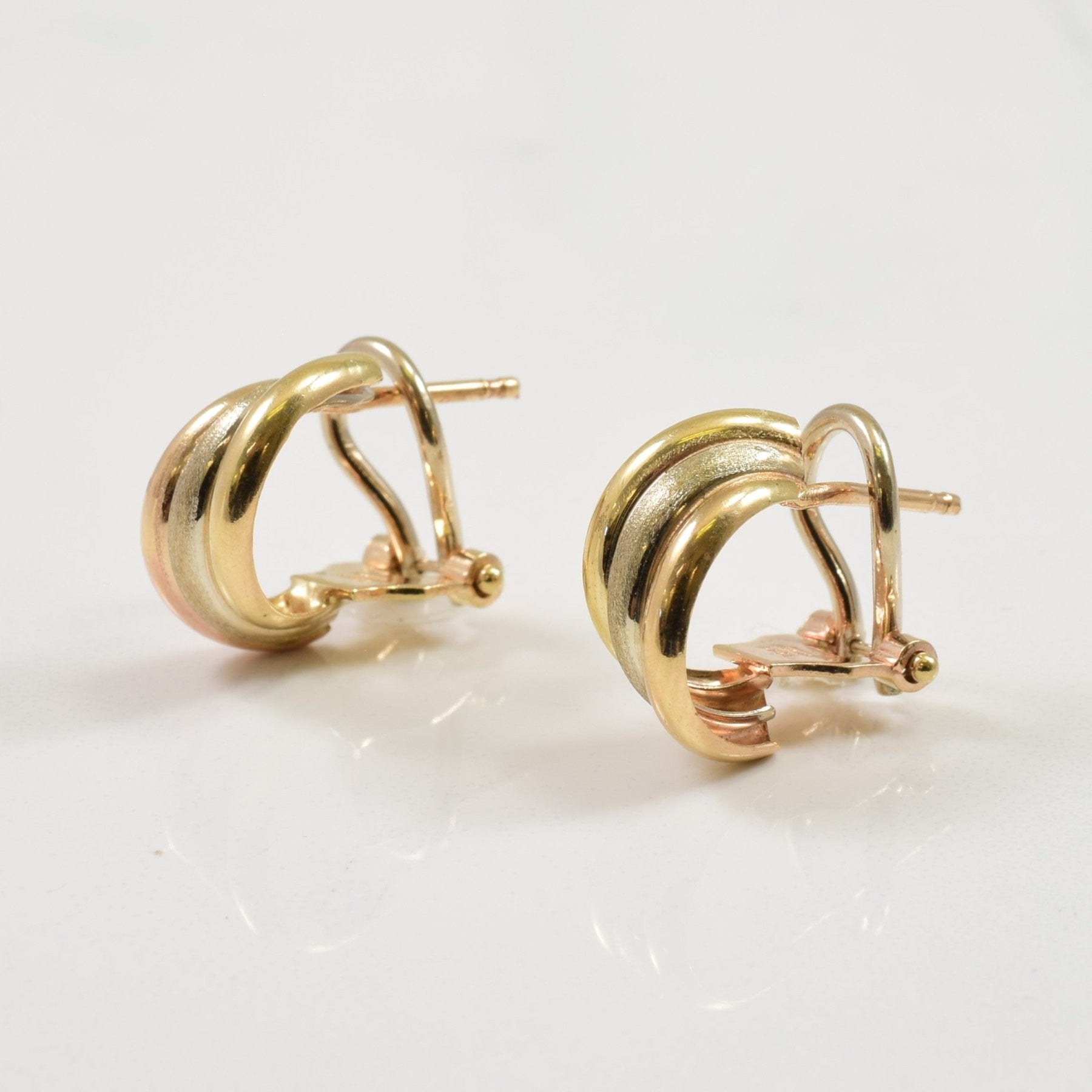 10k Tri Tone Gold Huggie Earrings - 100 Ways