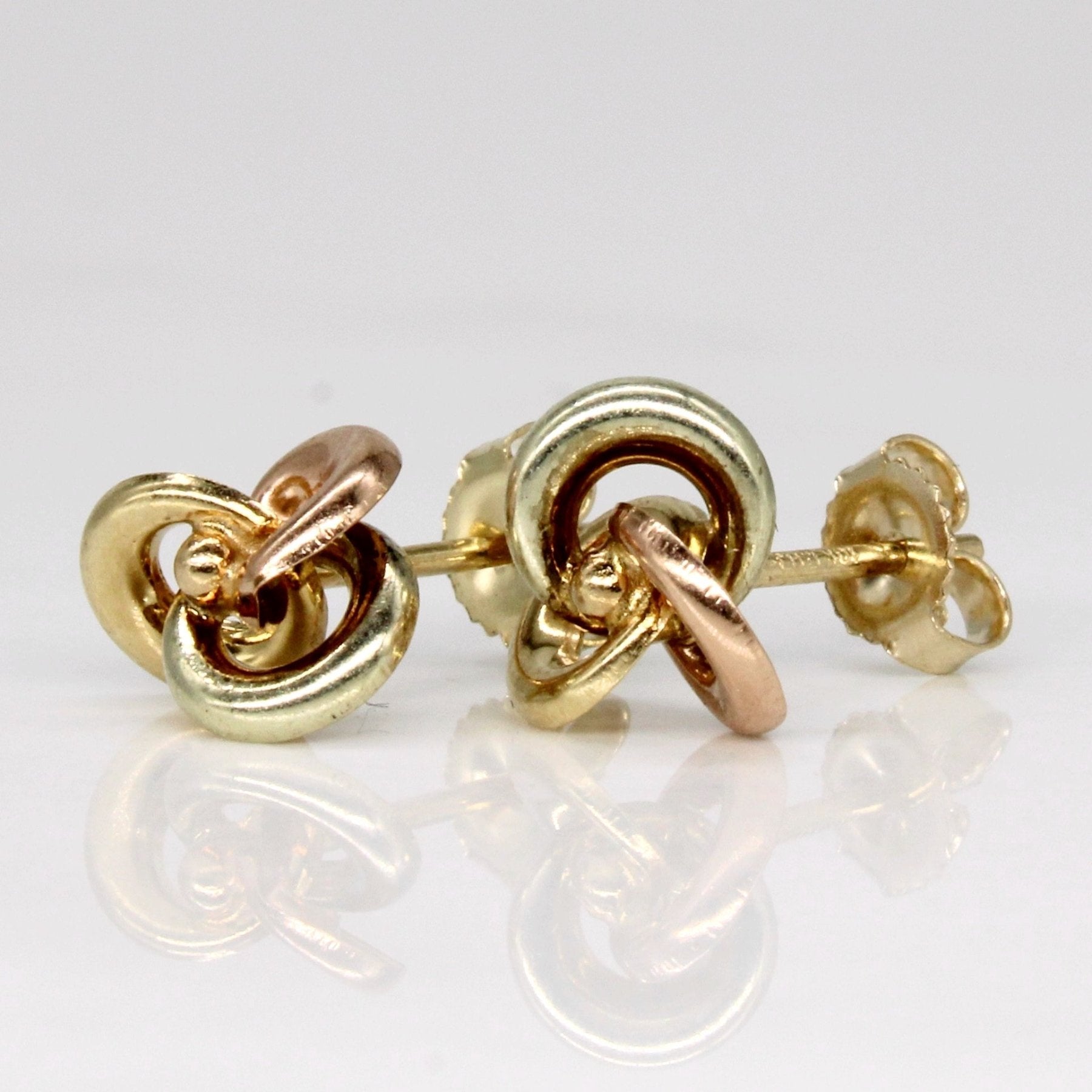 10k Tri Tone Gold Knot Earrings - 100 Ways