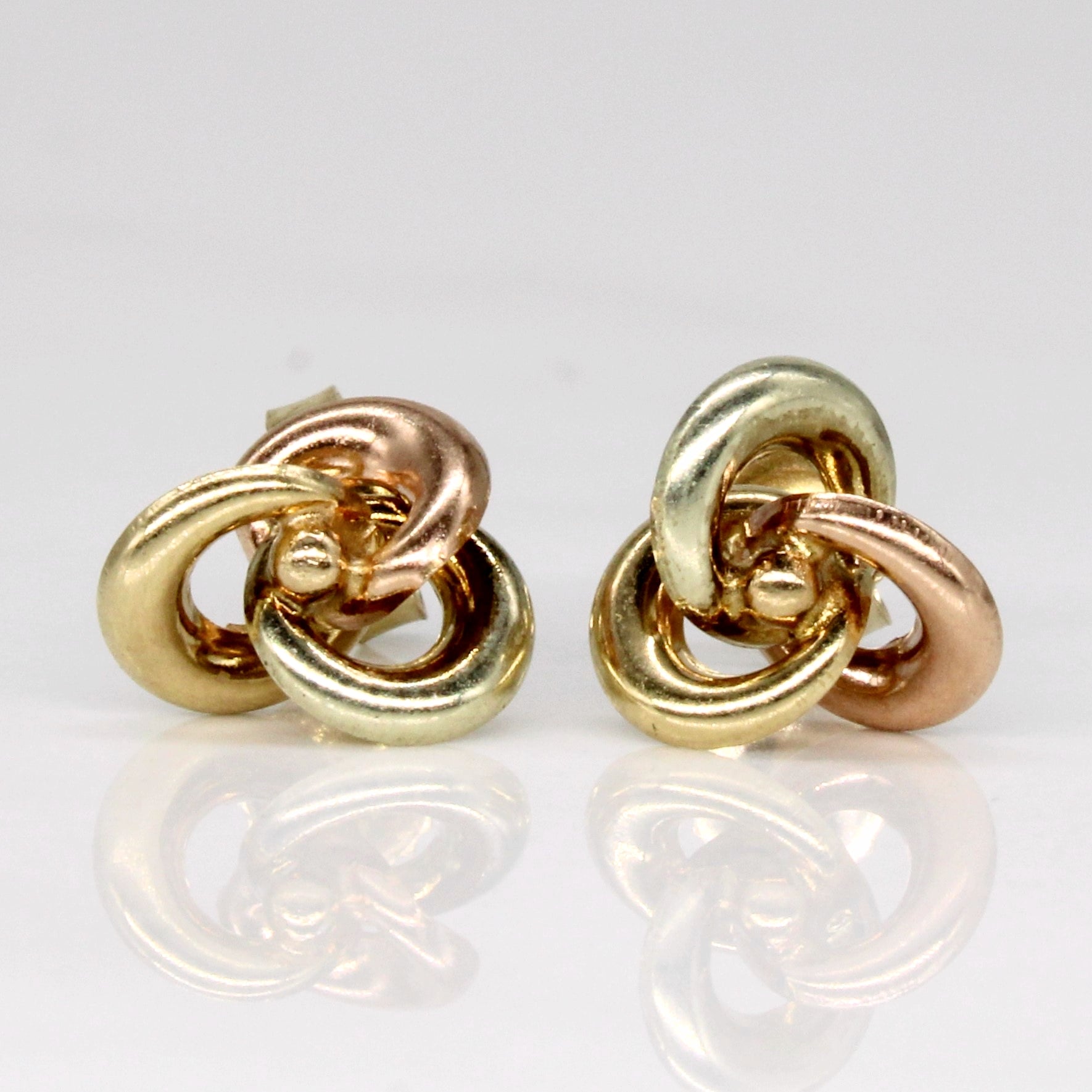 10k Tri Tone Gold Knot Earrings - 100 Ways