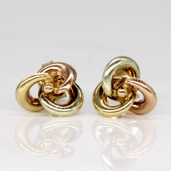 10k Tri Tone Gold Knot Earrings