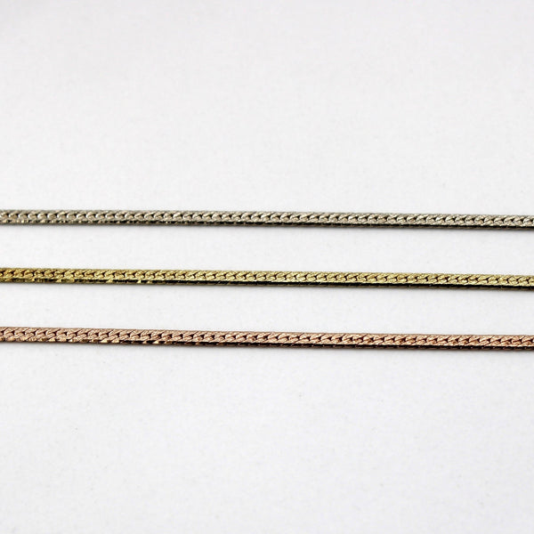 10k Tri Tone Gold Multi Layer Chain Necklace | 16