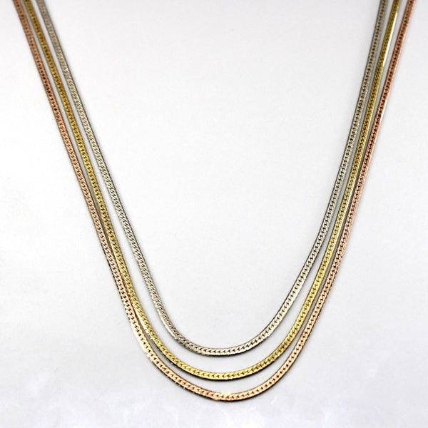 10k Tri Tone Gold Multi Layer Chain Necklace | 16