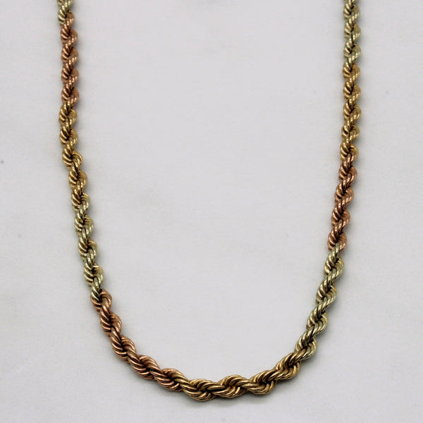 10k Tri Tone Gold Rope Chain | 16
