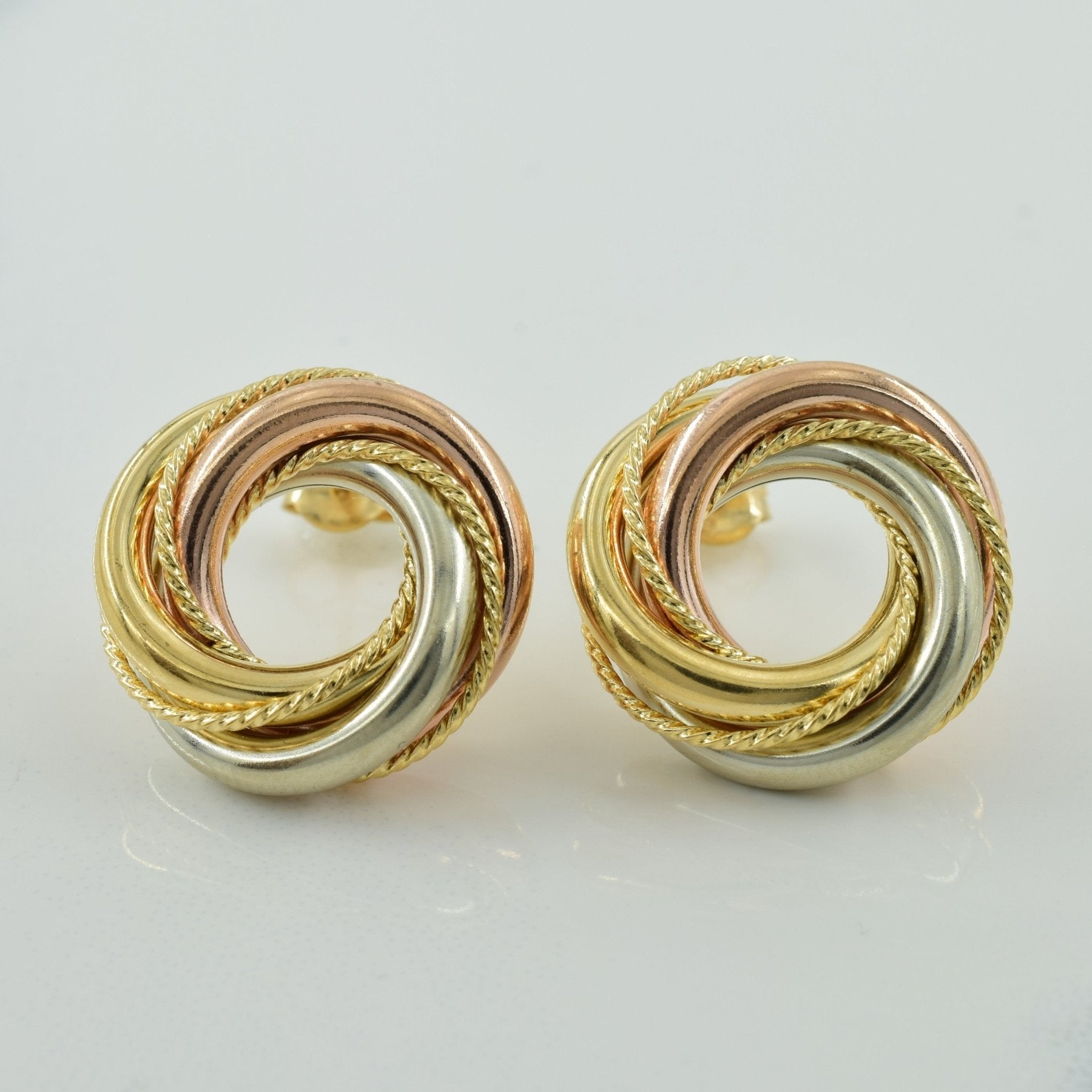 10k Tri Tone Gold Stud Earrings | - 100 Ways