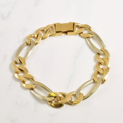 10k Two Tone Figaro Bracelet | 7