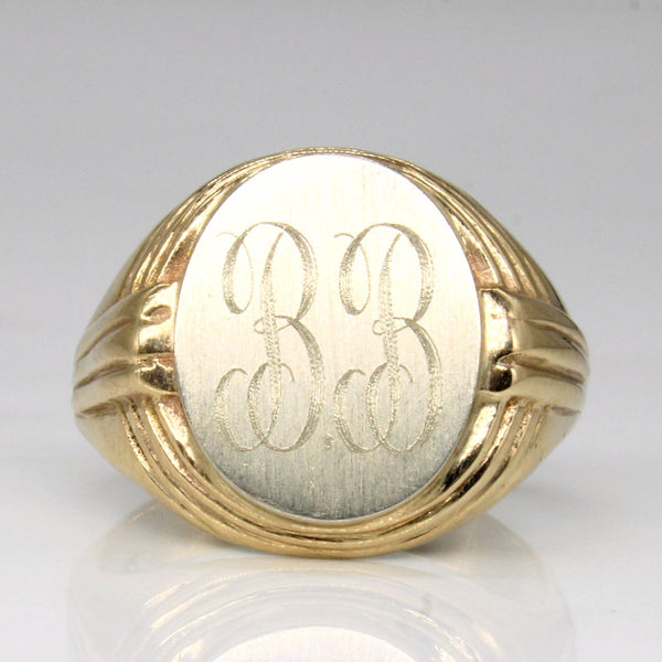 10k Two Tone Gold 'B.B' Initial Ring | SZ 10.5 |
