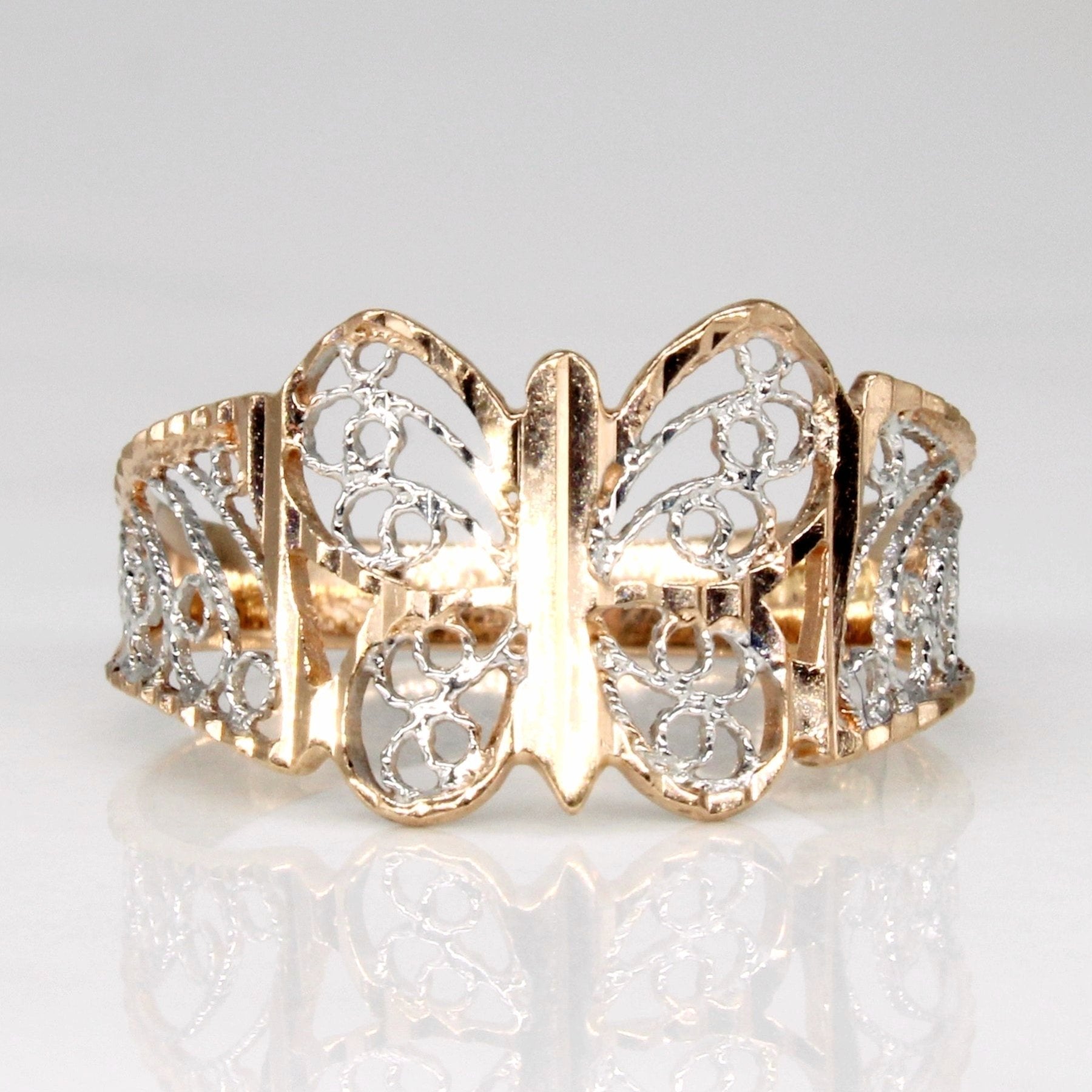 10k Two Tone Gold Butterfly Ring | SZ 6.25 | - 100 Ways