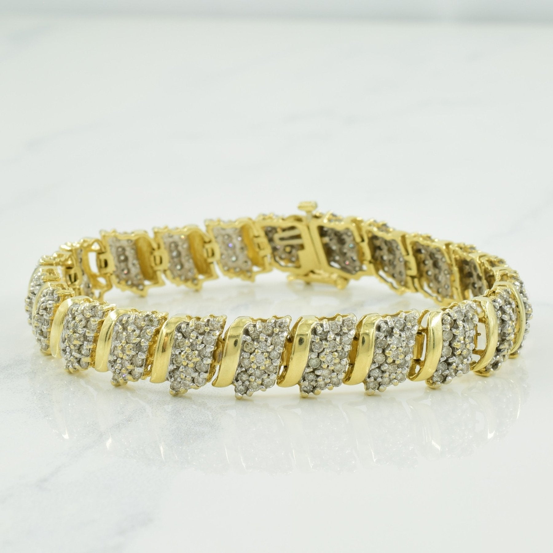 10k Two Tone Gold Diamond Bracelet | 4.85ctw | 7