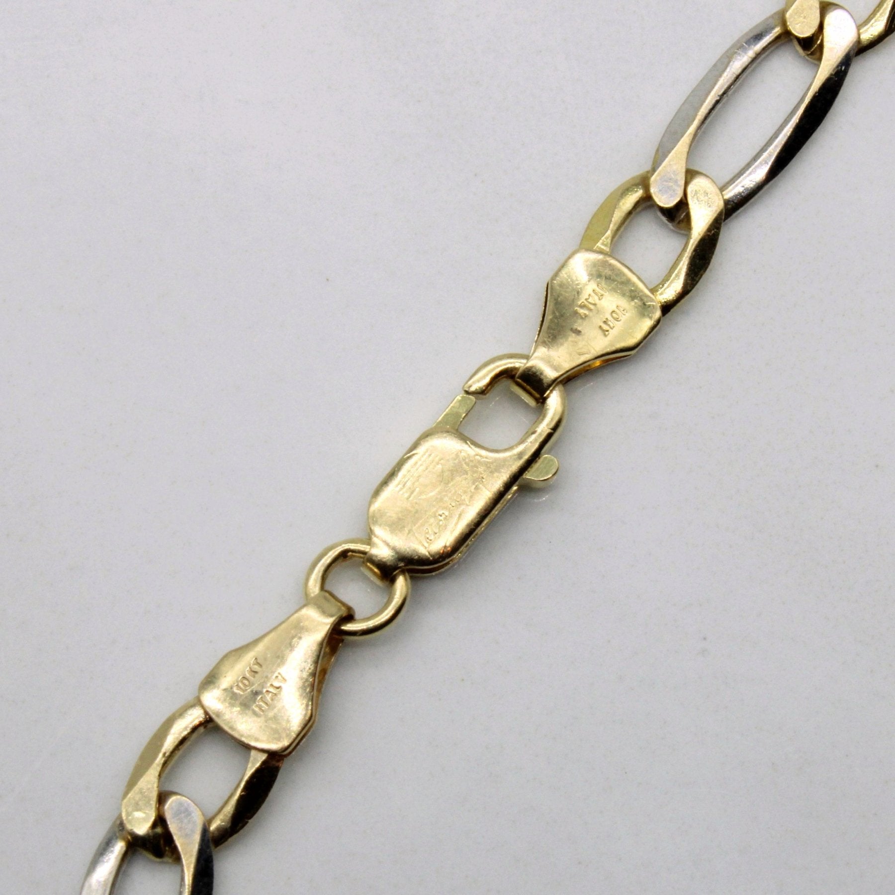 10k Two Tone Gold Figaro Bracelet | 7.5