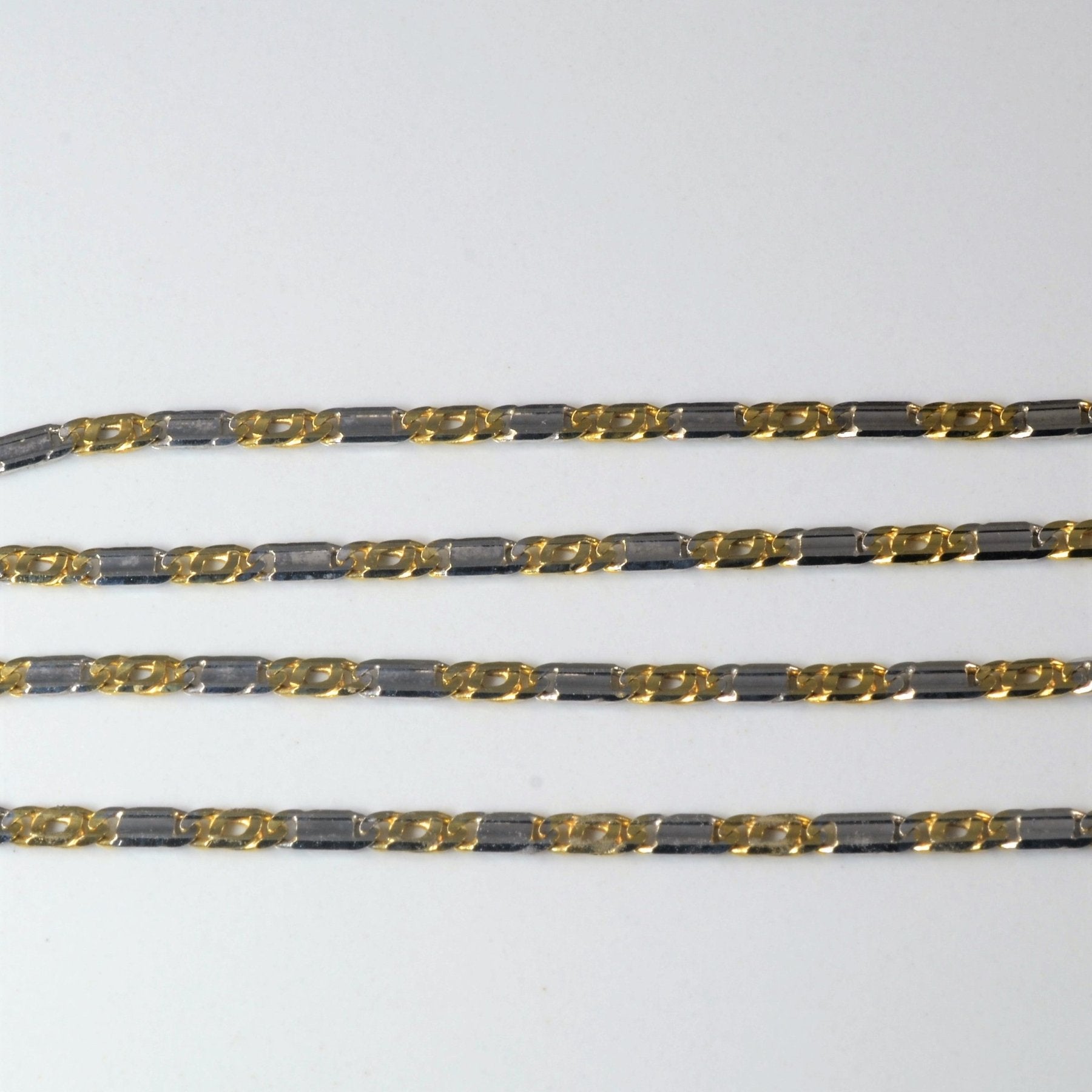 10k Two Tone Gold Figaro Link Chain | 17"| - 100 Ways