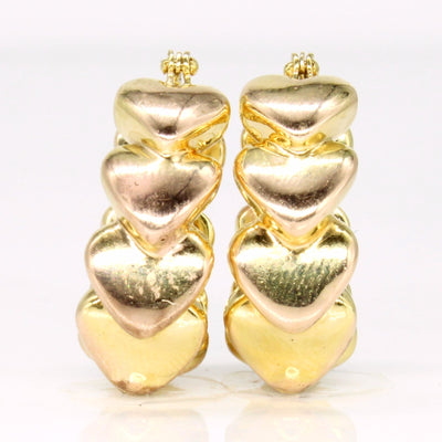 10k Two Tone Gold Heart Hoop Earrings