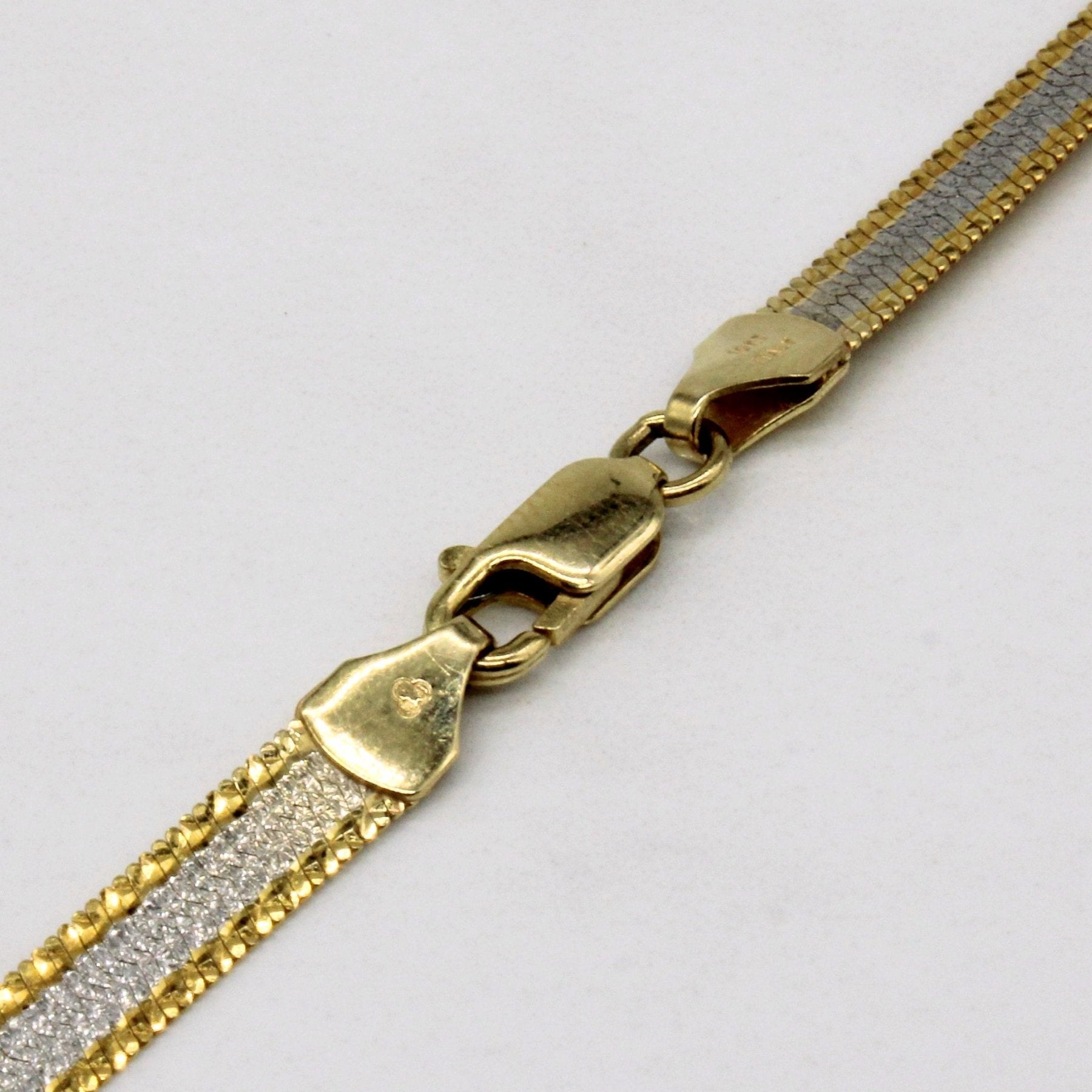 10k Two Tone Gold Herringbone Chain | 18" | - 100 Ways