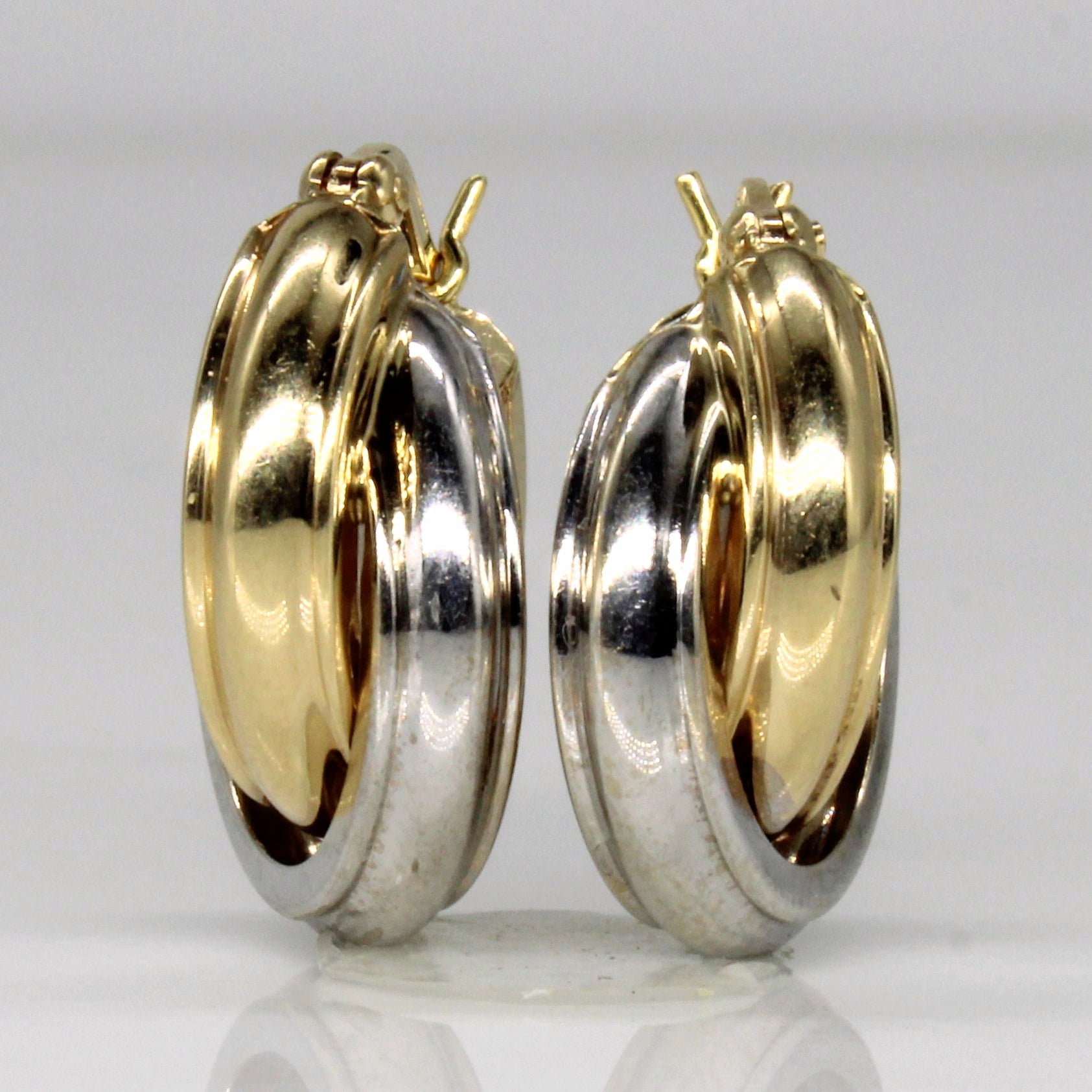 10k Two Tone Gold Hoop Earrings - 100 Ways