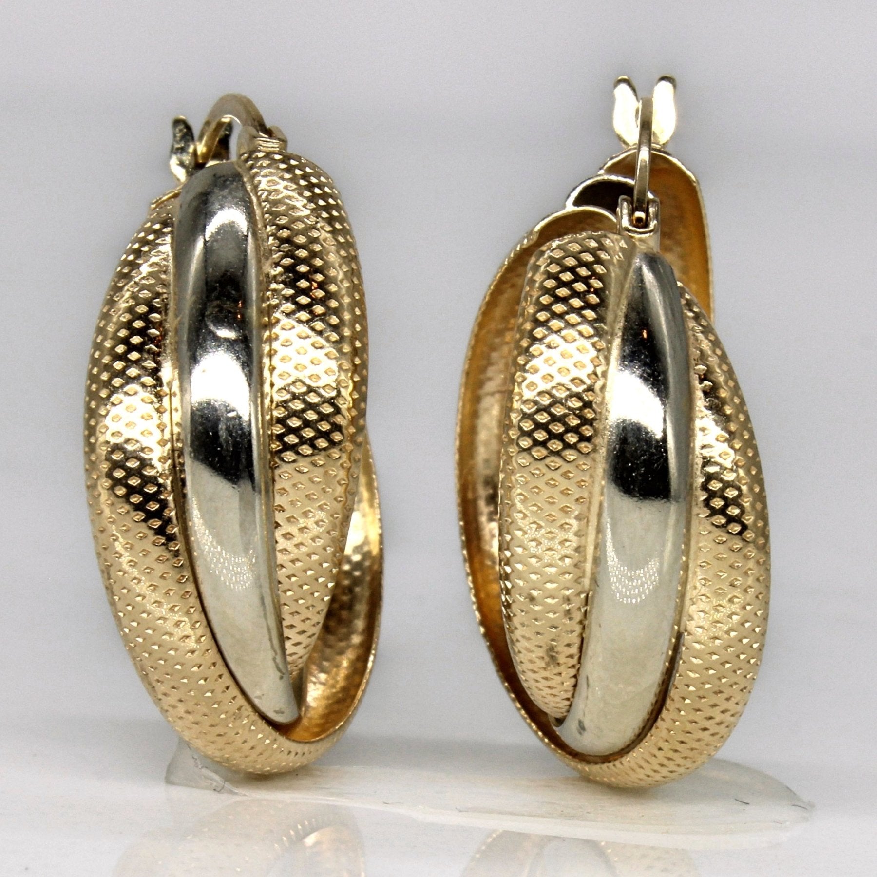 10k Two Tone Gold Hoop Earrings | - 100 Ways