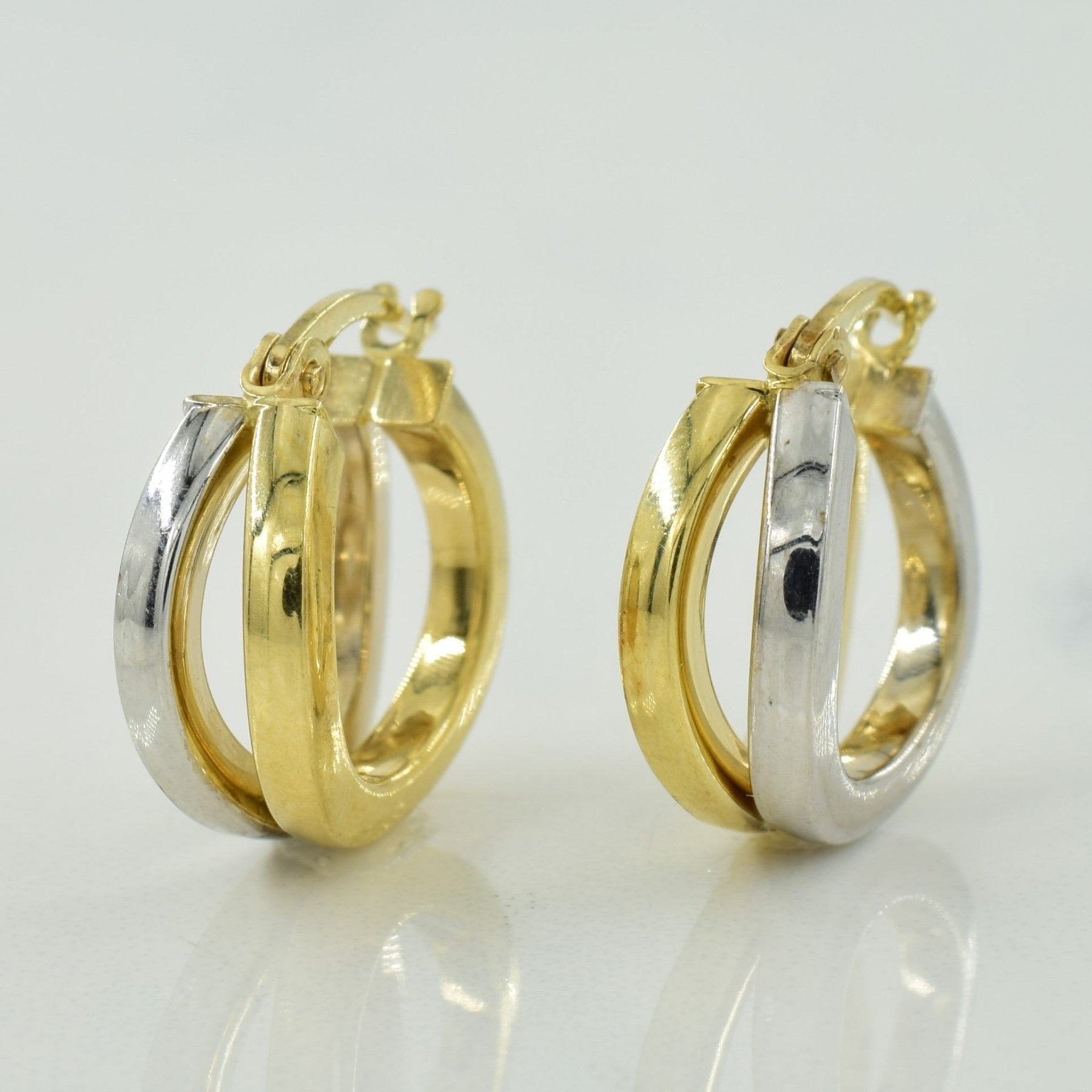 10k Two Tone Gold Huggie Earrings | - 100 Ways
