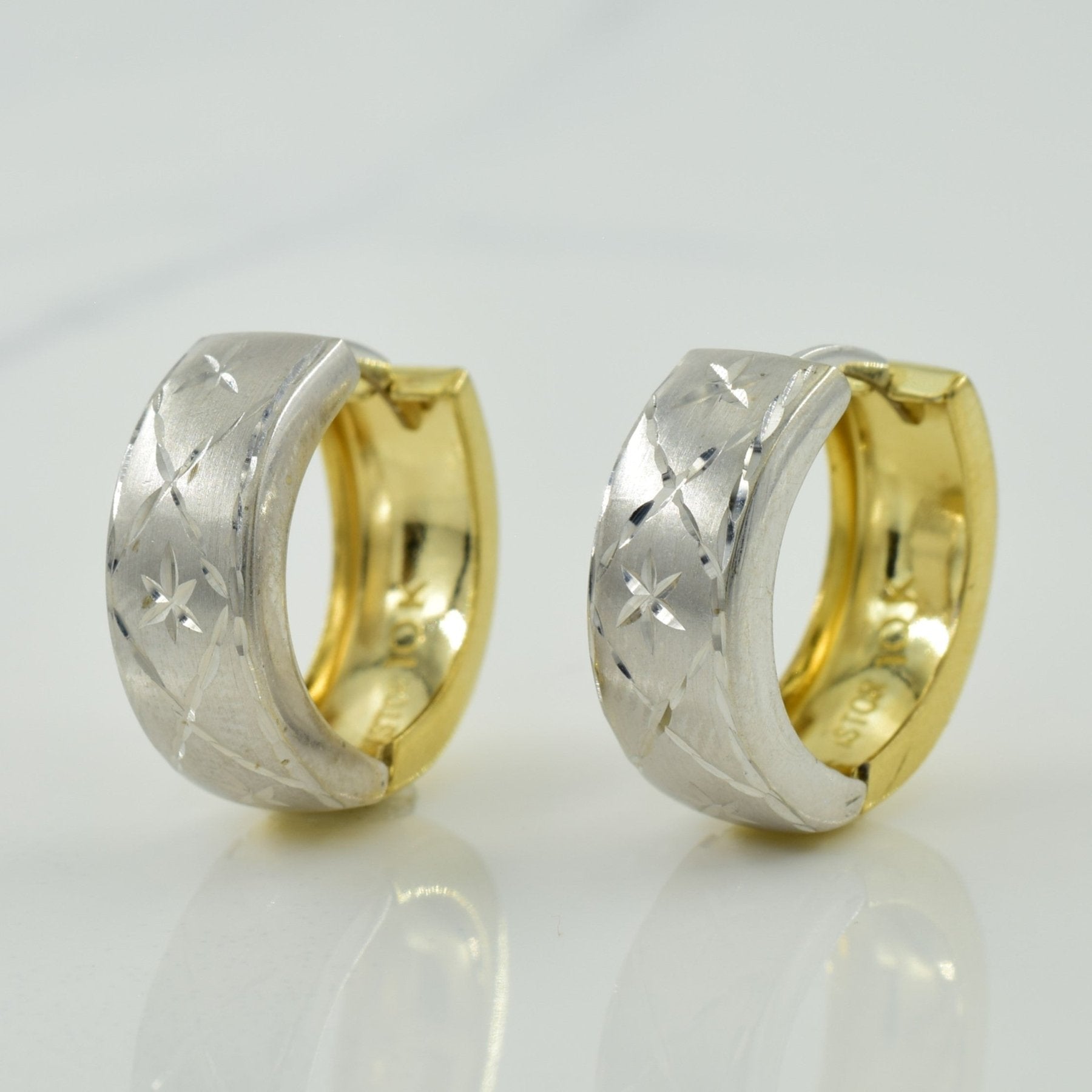 10k Two Tone Gold Huggie Earrings | - 100 Ways