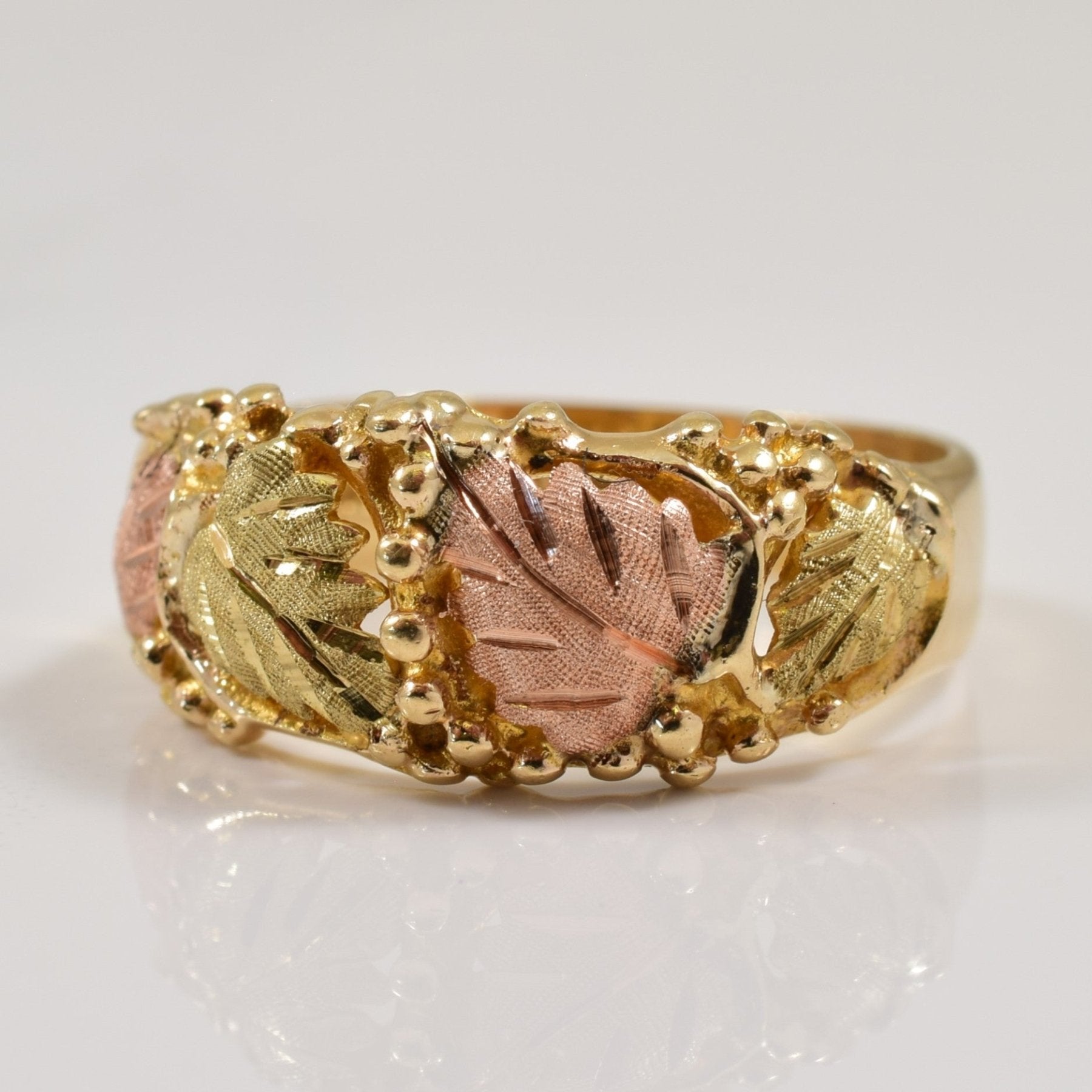 10k Two Tone Gold Leaf Ring | SZ 8 | - 100 Ways