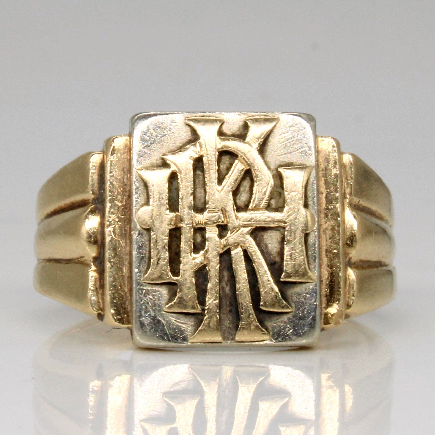 10k Two Tone Gold 'R.K.H' Initial Ring | SZ 10 | - 100 Ways