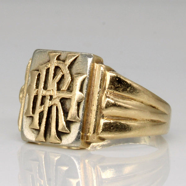 10k Two Tone Gold 'R.K.H' Initial Ring | SZ 10 |