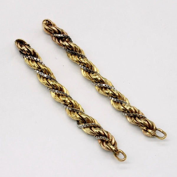 10k Two Tone Gold Rope Chain Earrings