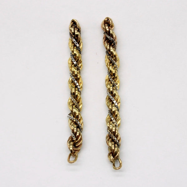 10k Two Tone Gold Rope Chain Earrings