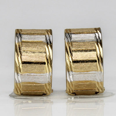 10k Two Tone Hoop Earrings |