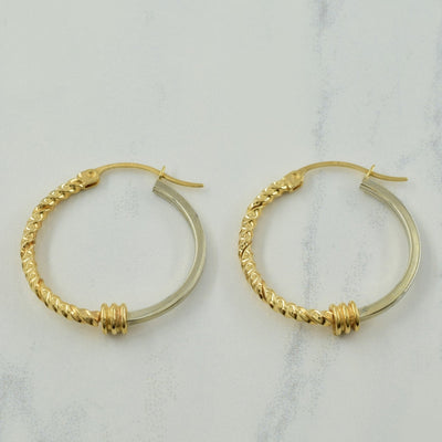 10k Two Tone Hoop Earrings |