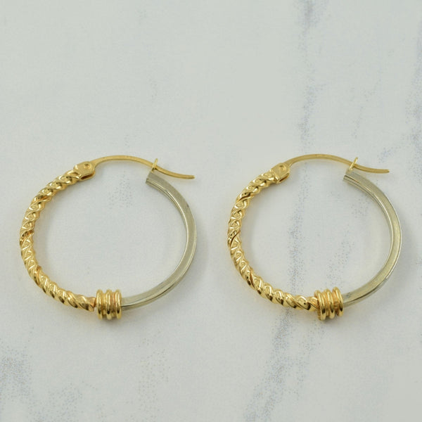 10k Two Tone Hoop Earrings |