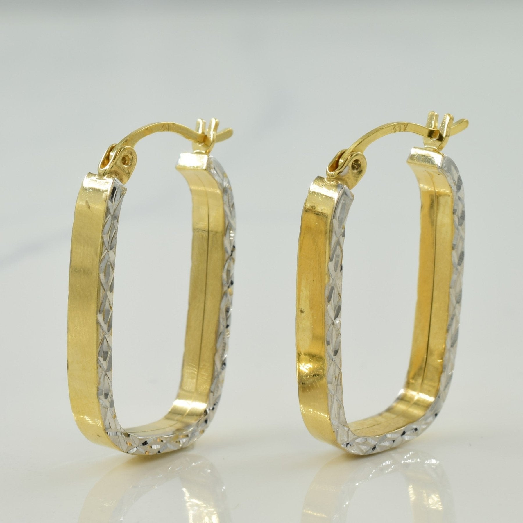 10k Two Tone Square Hoop Earrings | - 100 Ways