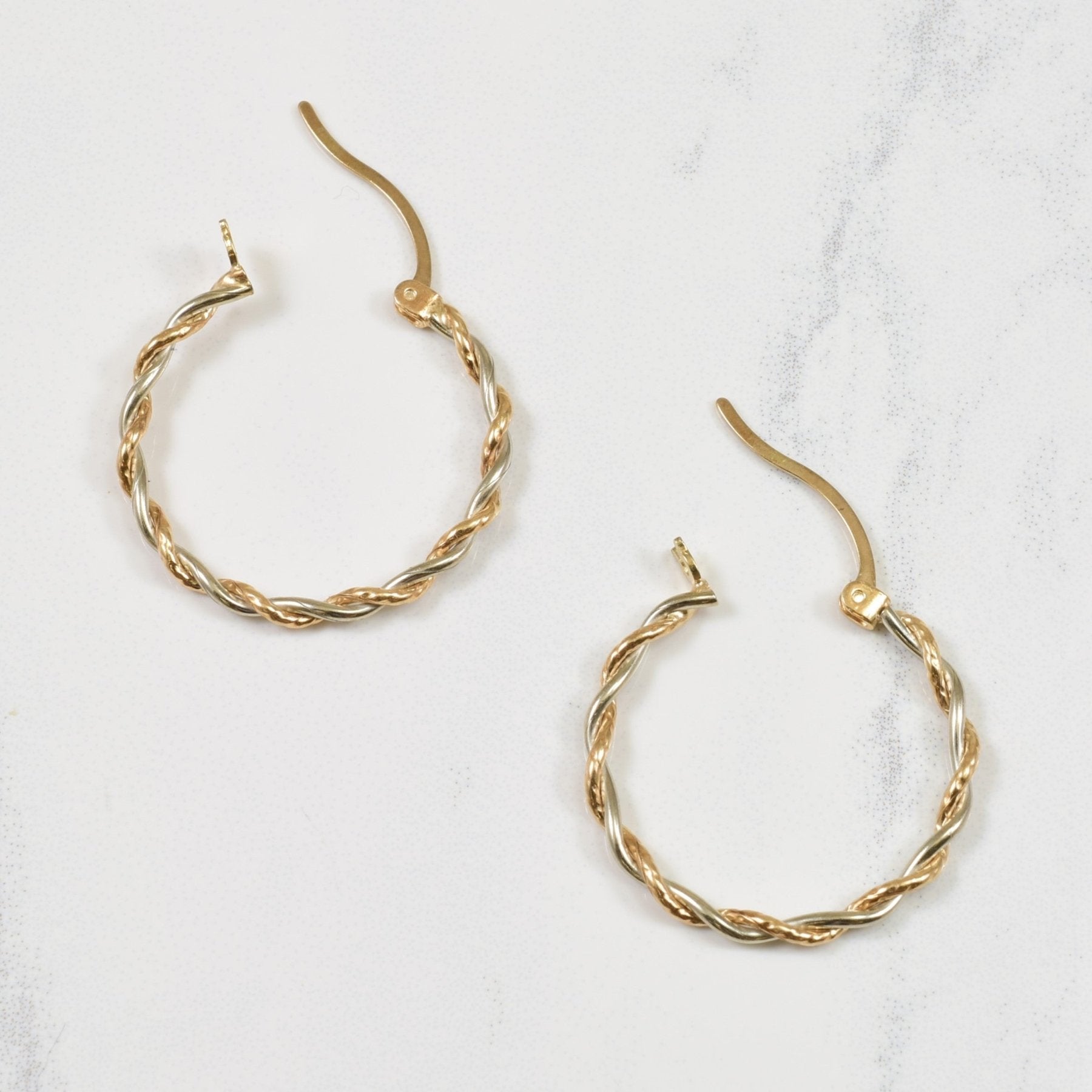 10k Two Tone Twisted Hoop Earrings - 100 Ways