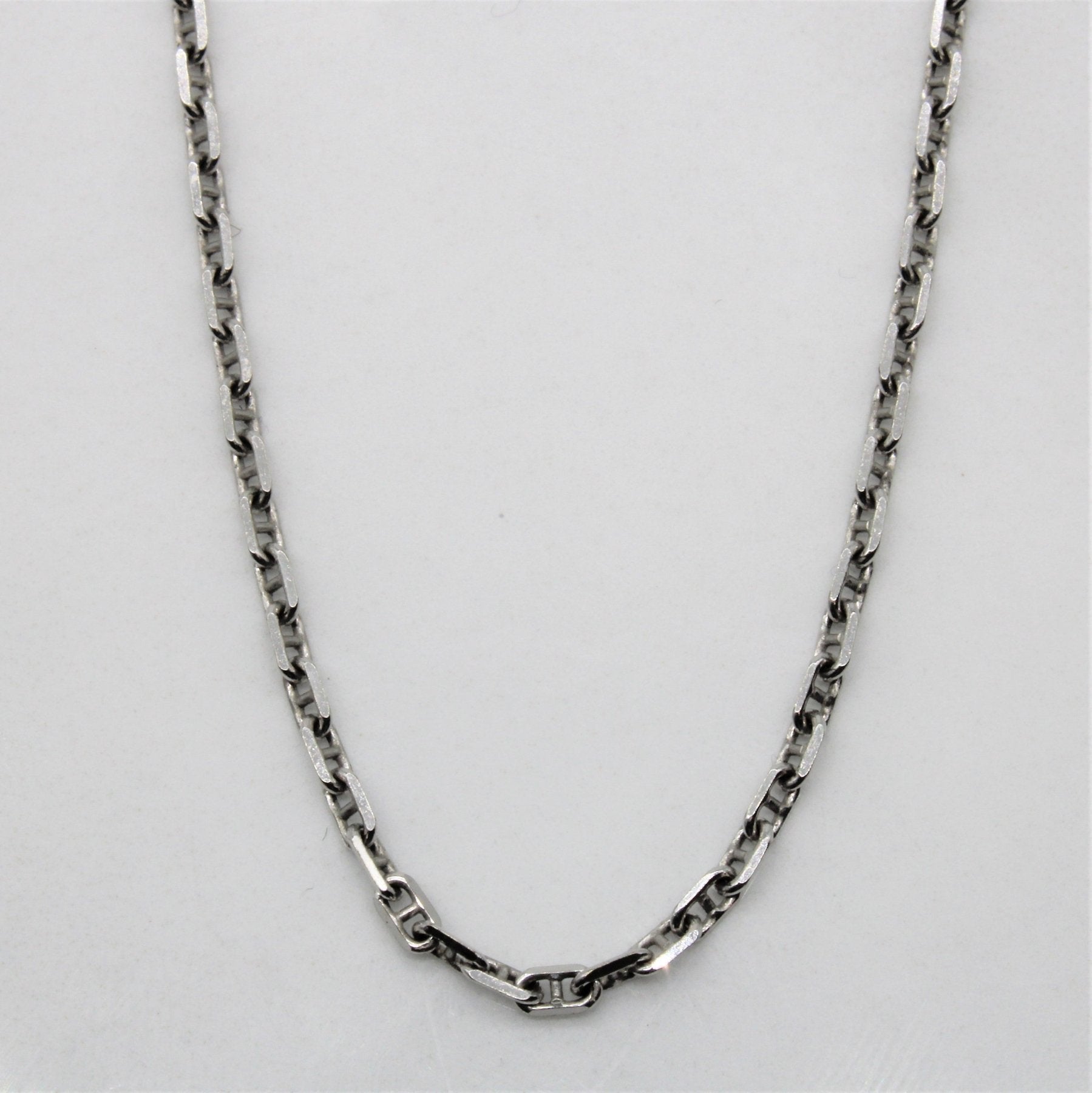 10k White Gold Anchor Chain | 18