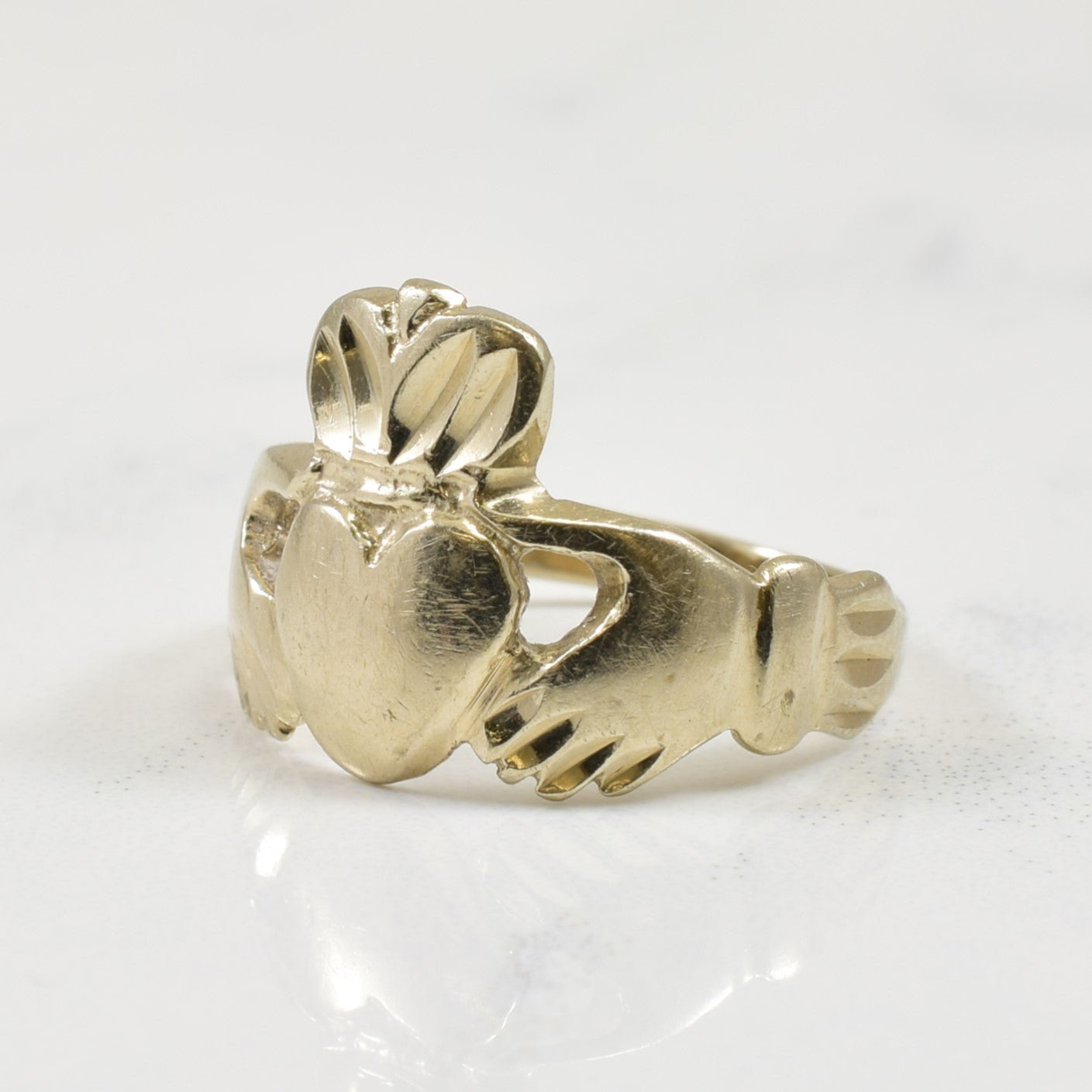 10k White Gold Claddagh Ring | SZ 3.5 | - 100 Ways
