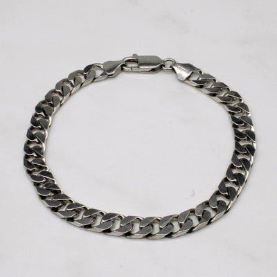 Italian 10k White Gold Cuban Link Bracelet | 9