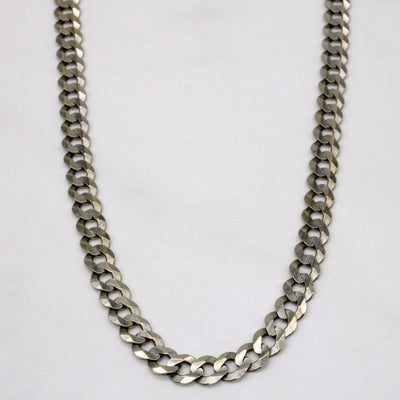 10k White Gold Curb Link Chain | 24