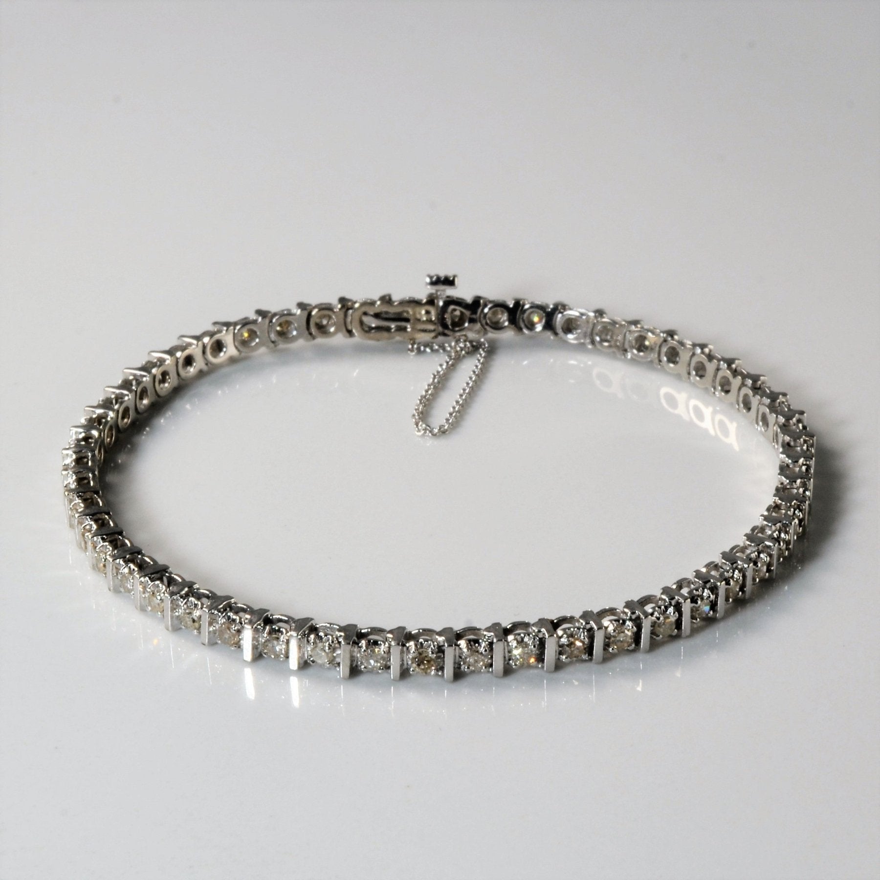 10k White Gold Diamond Tennis Bracelet | 1.00ctw | 8" | - 100 Ways