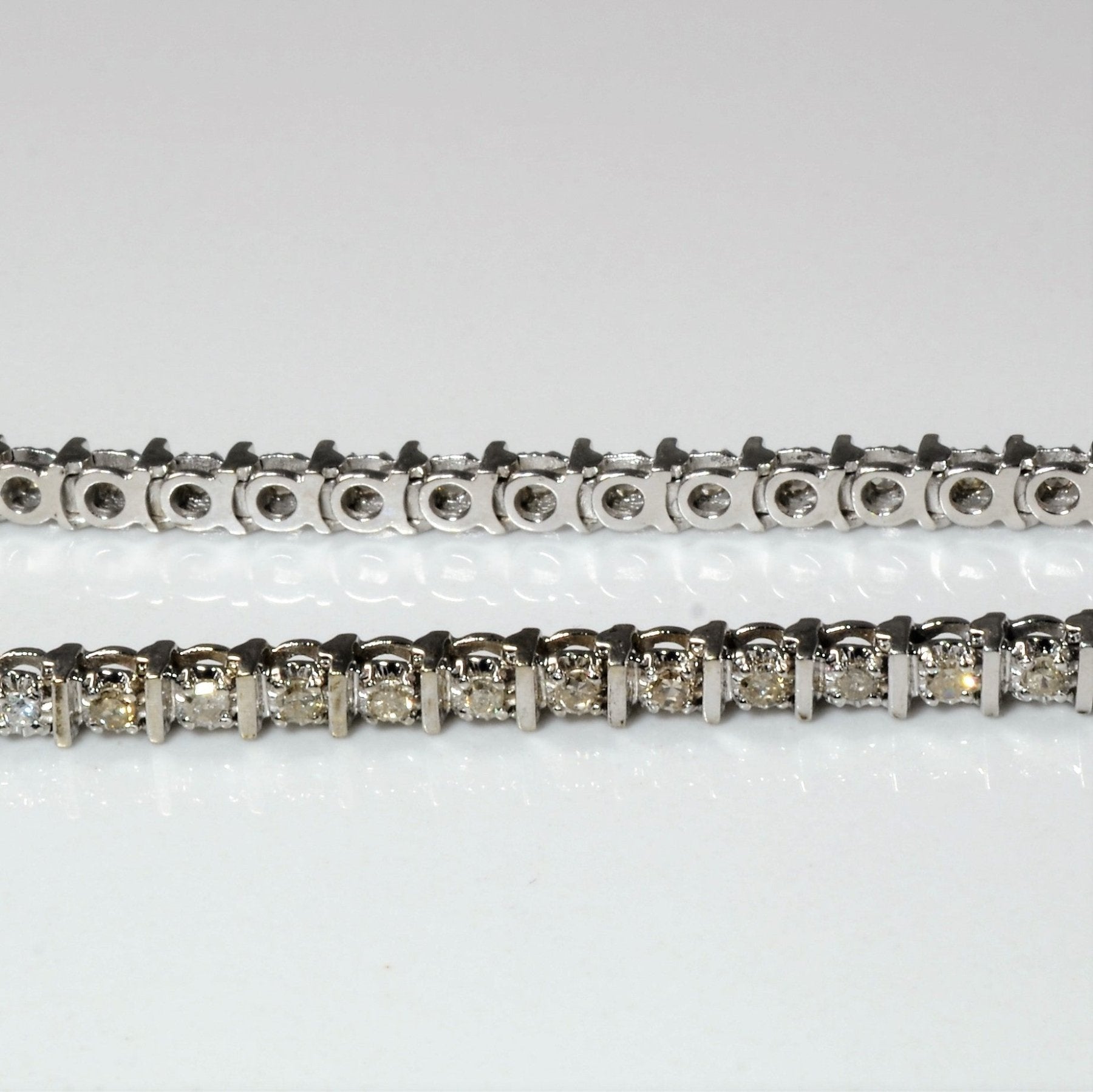 10k White Gold Diamond Tennis Bracelet | 1.00ctw | 8" | - 100 Ways