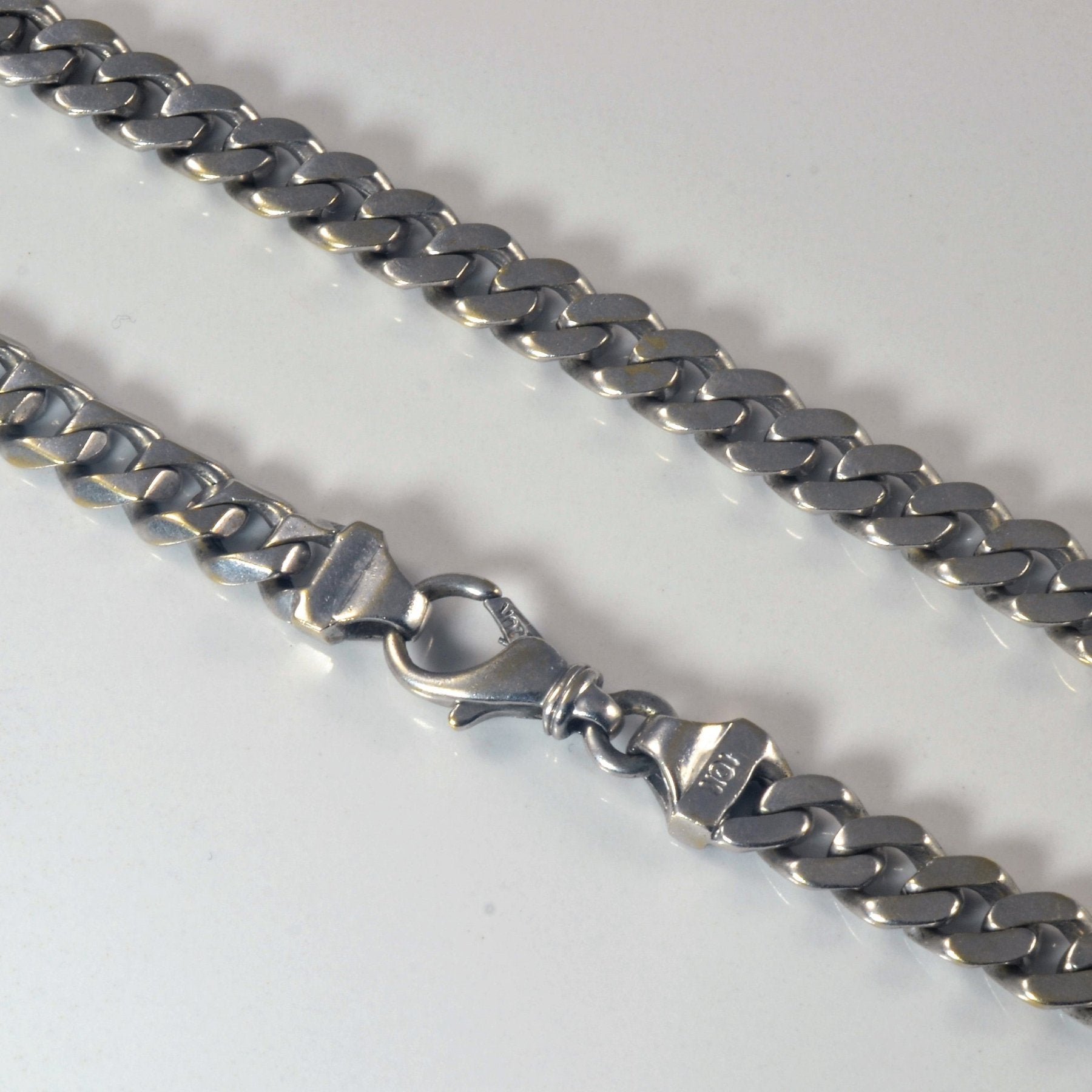 10k White Gold Heavy Curb Chain | 26