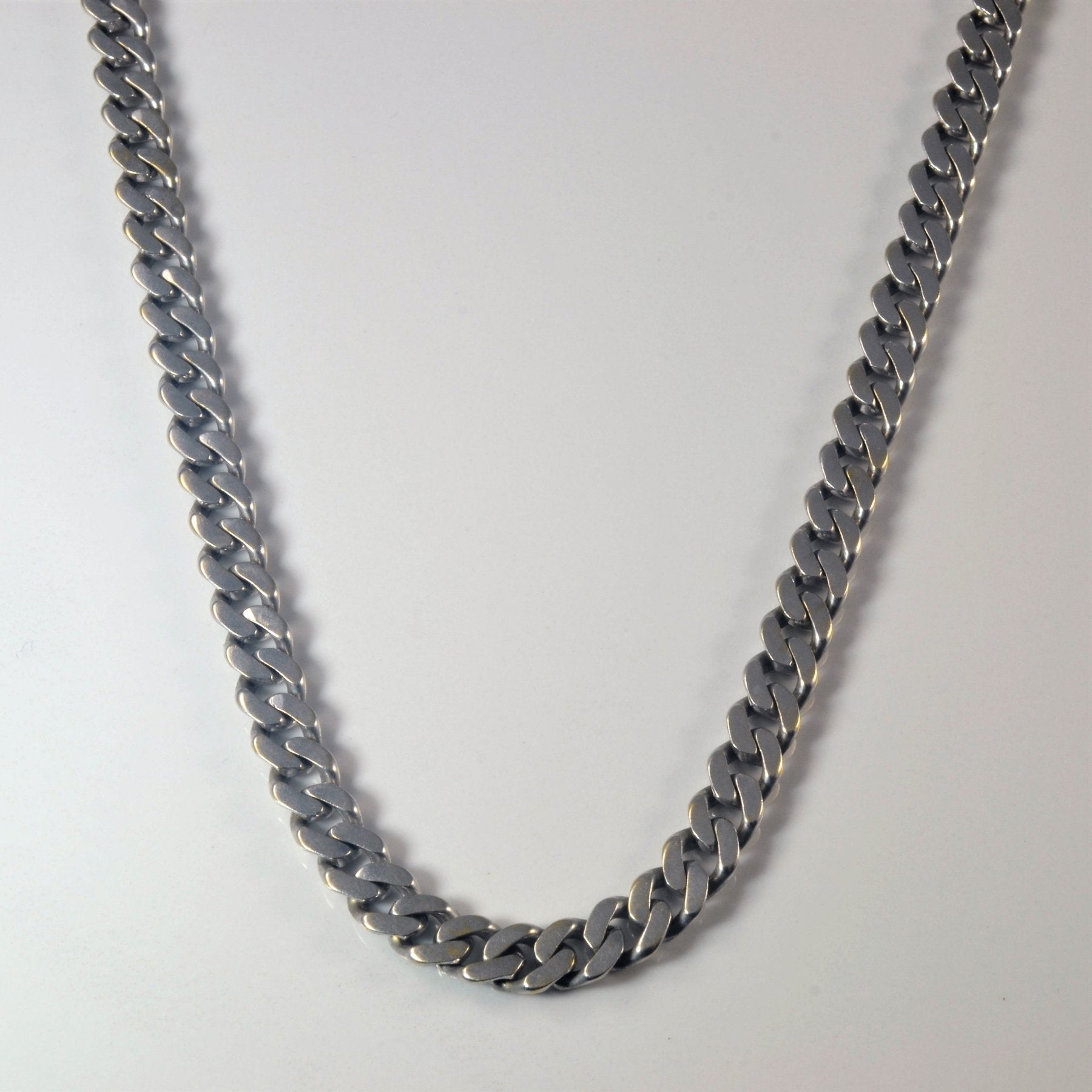 10k White Gold Heavy Curb Chain | 26