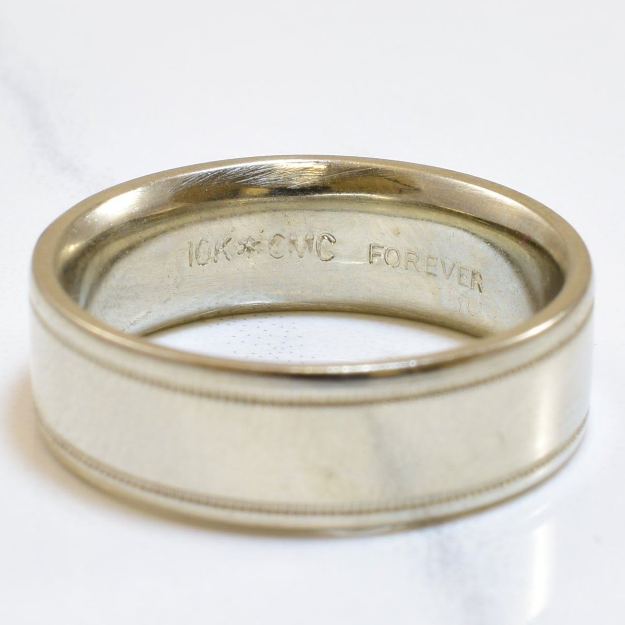 10k White Gold Milgrain Band | SZ 7 | - 100 Ways