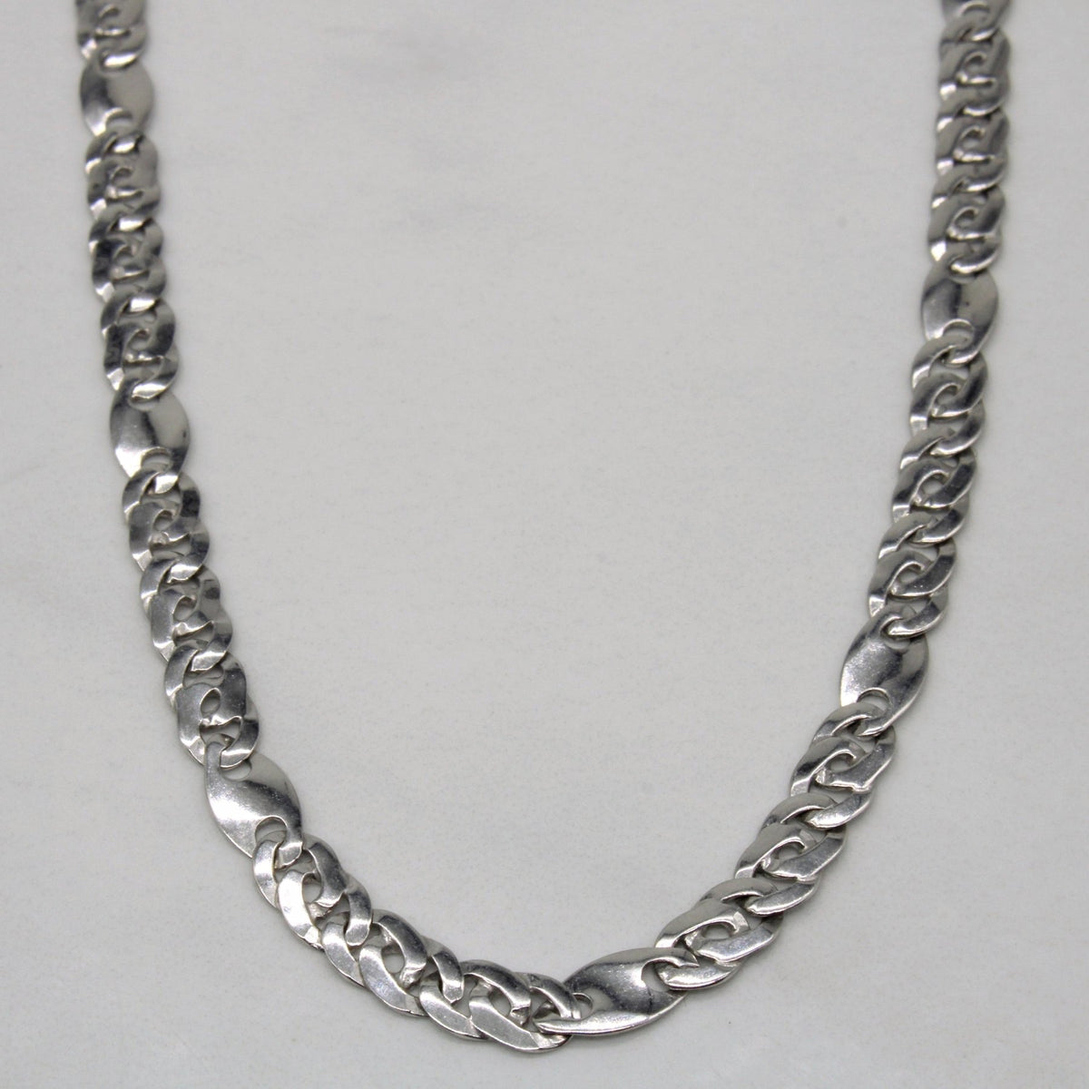 Modified Chain Set 10k White Gold Modified Curb Chain | 22