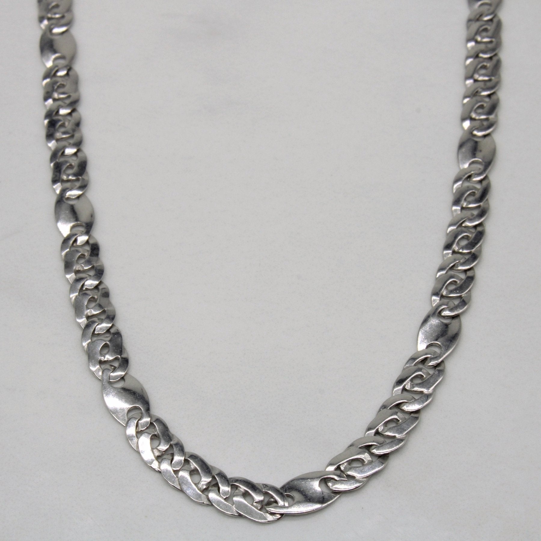 10k White Gold Modified Curb Chain | 22" | - 100 Ways