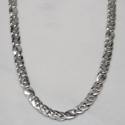 10k White Gold Modified Curb Chain | 22