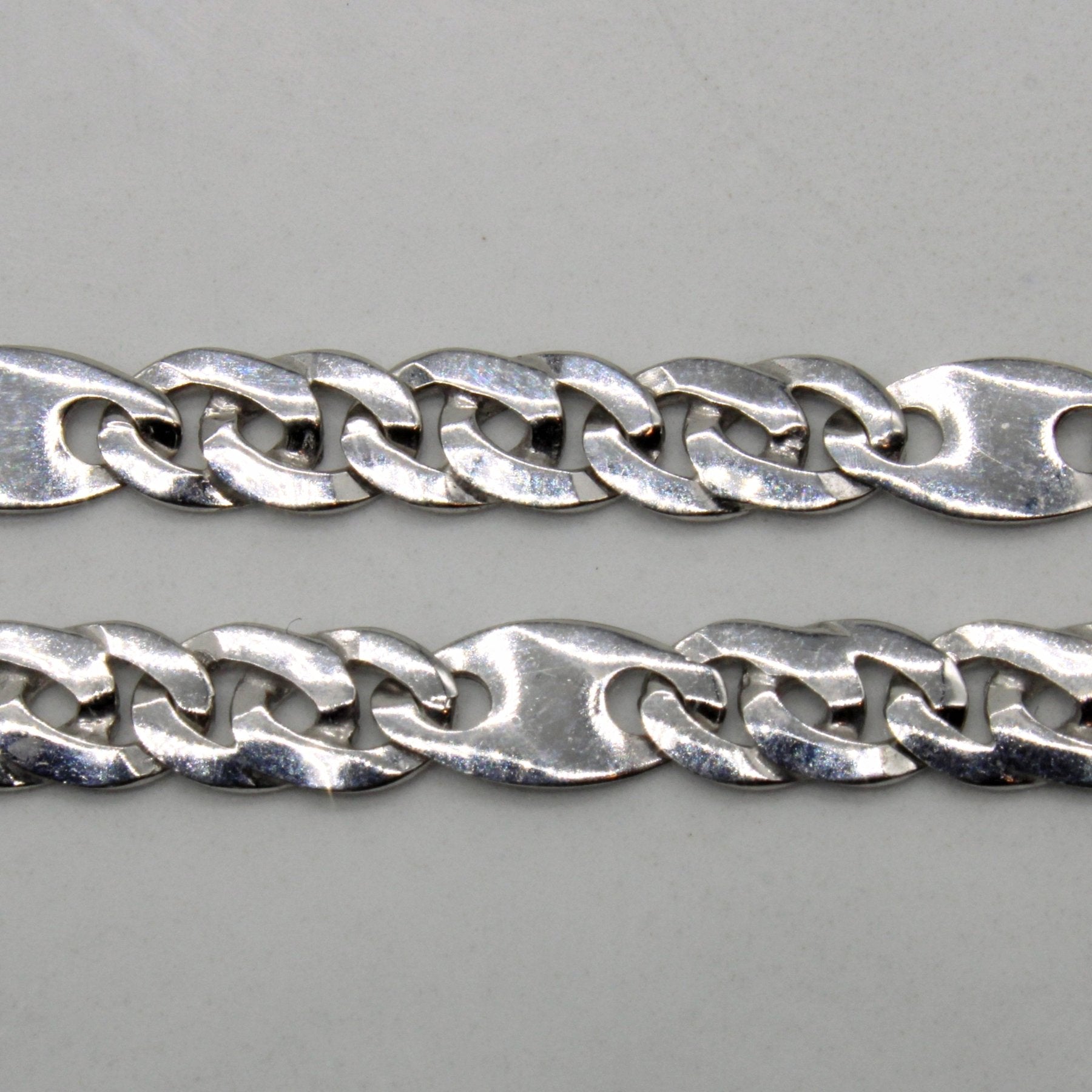 Modified Chain Set 10k White Gold Modified Curb Chain | 22