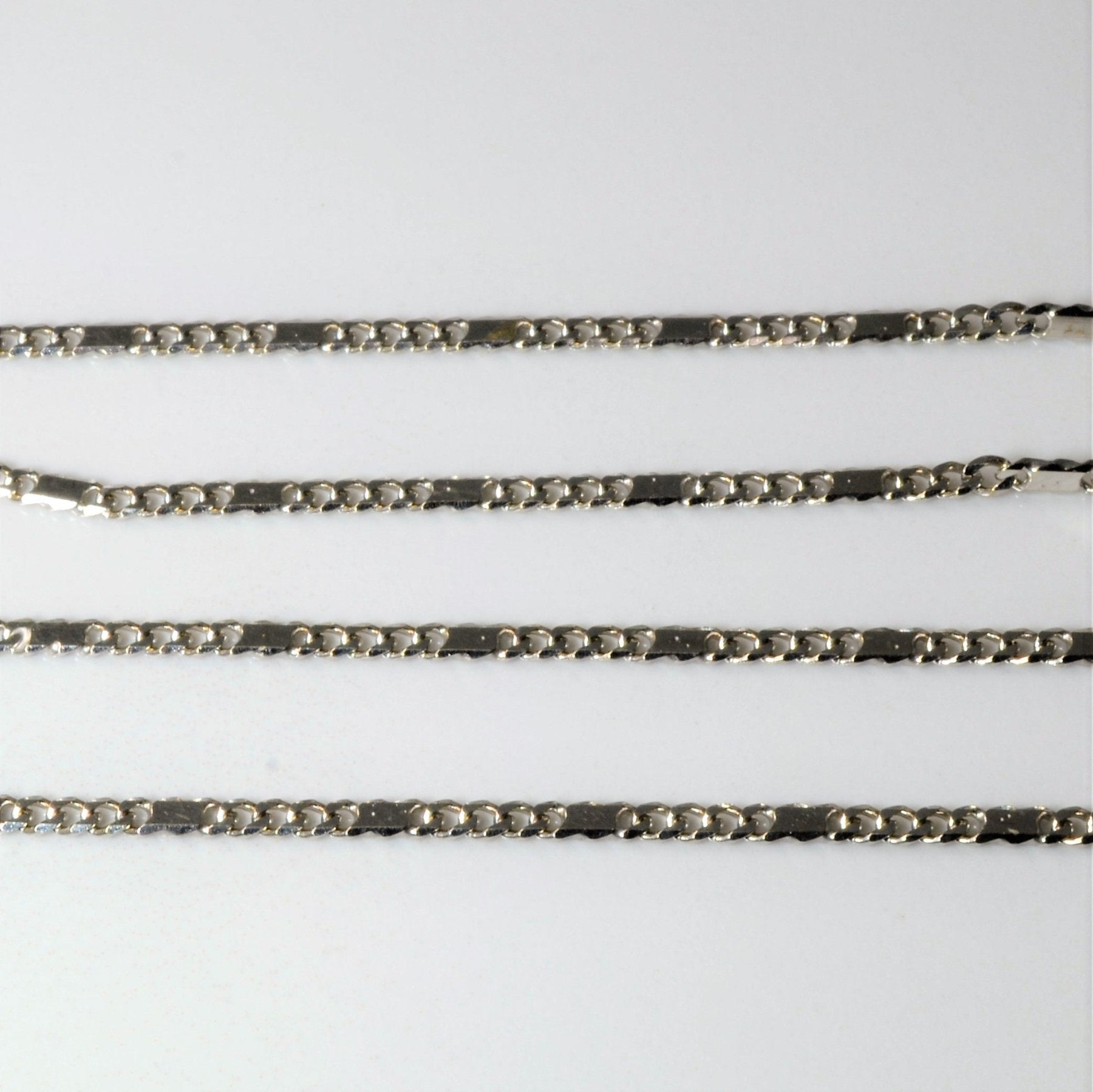 10k White Gold Modified Station Chain | 22" | - 100 Ways