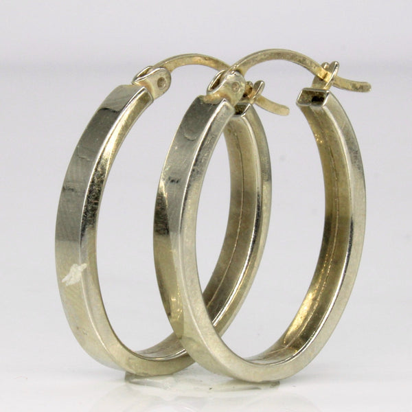 10k White Gold Oval Hoop Earrings