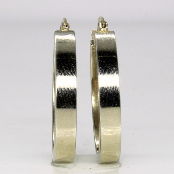 10k White Gold Oval Hoop Earrings