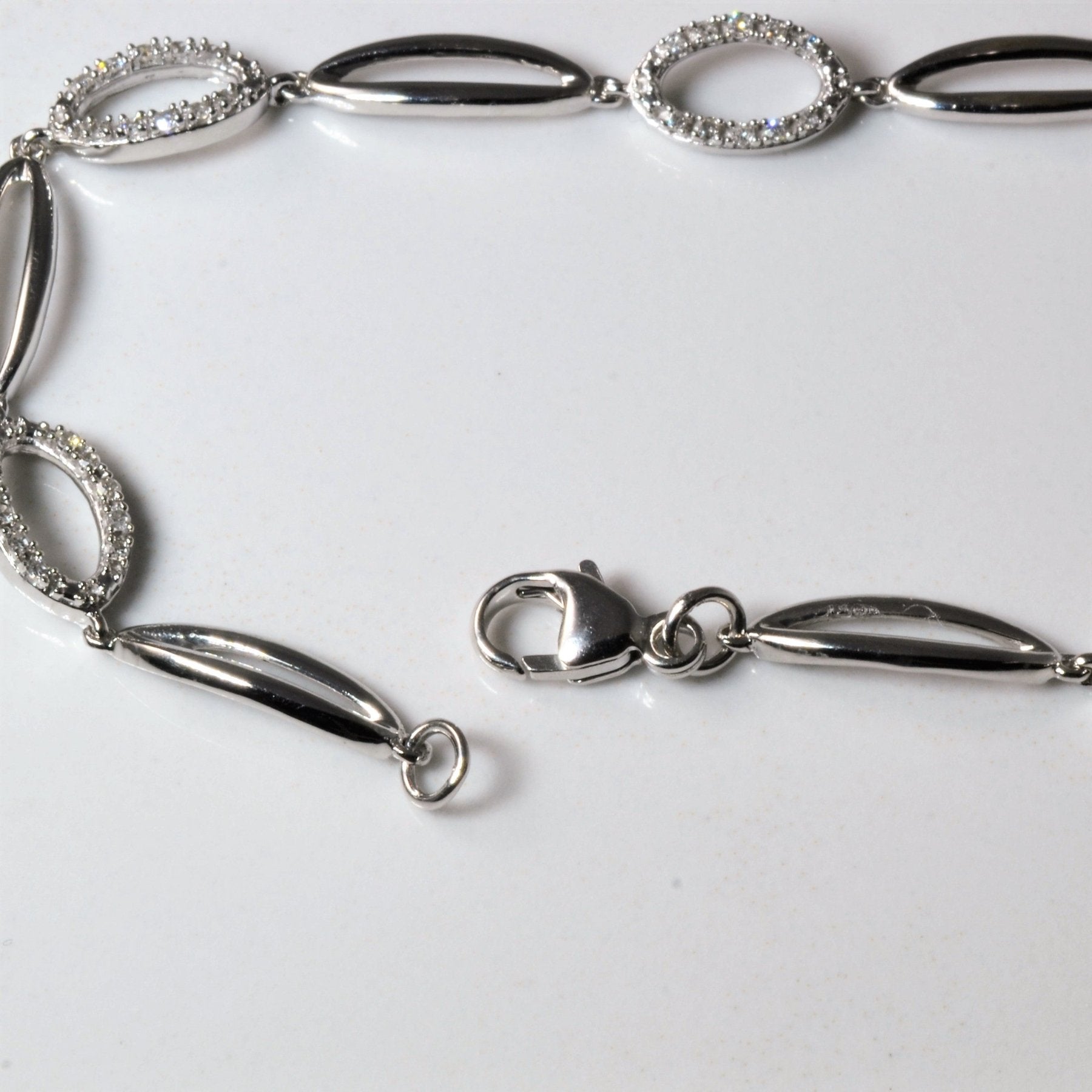 10k White Gold Pave Diamond Chain Bracelet | 0.25ctw | 7